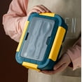 thumbnail image 2 of Lunch Box, Leakproof Bento Box With 4 Compartments Including Sauce Section, Perfect For Kids And Adults, Wheat Blue, Bpa Free, Microwave & Dishwasher Safe, Includes Fork And Spoon, 1300Ml, 2 of 5