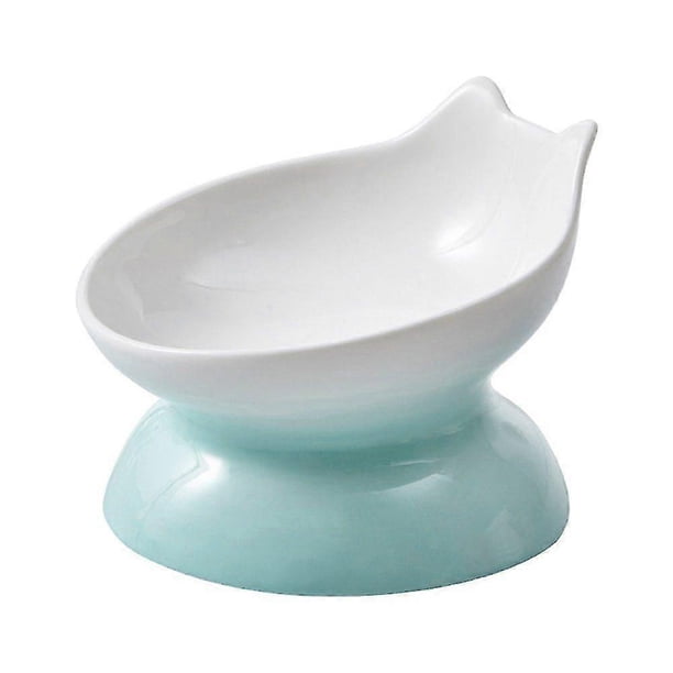 Elevated Anti Vomiting Cat Bowl, Tilting Cat Bowl, Ceramic Bowl for Flat Faced Cats, Small Dogs, Protects Pets' Spine