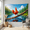 B, variant on XaaKee Large Wall Tapestry, Relaxed Cartoon Rooster Thick Branch, High-Quality Polyester Room Tapestry, 60x40Inch