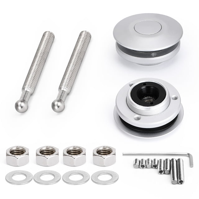 2PCS 2.4" 62mm Push Button Quick Release Hood Bonnet Pins Lock Clip Car Bumper Latch Kit