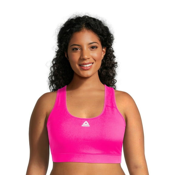 Reebok Women's and Women's Plus Medium Impact Stronger Sports Bra with Mesh Panel and Removable Cups, Sizes XS-4X