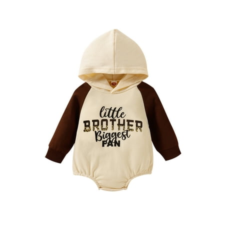 

Coduop Newborn Baby Hooded Sweatshirt Romper Long Sleeve Letter Print Raglan Bodysuit Jumpsuit