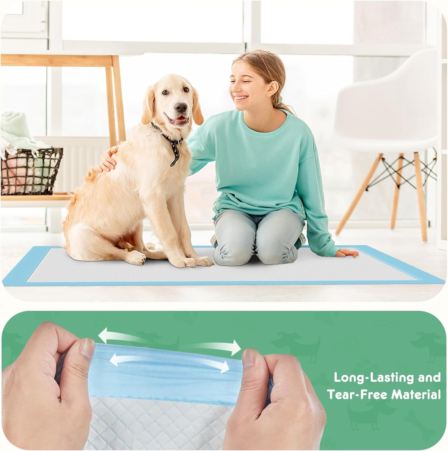 100 Count Puppy Pads for Dogs, 22" x 22" Potty Puppy Training Pad, Dog Cat Pee Pads, Super Absorbency Disposable Pet Leakproof Quick Drying Pad
