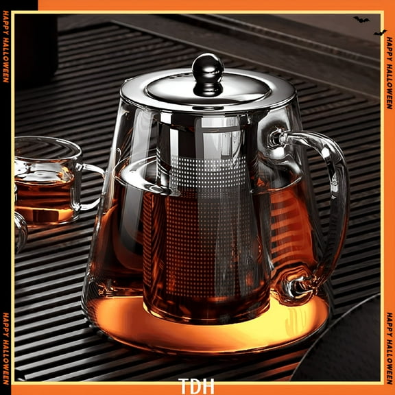 ACDANC 450ml Glass Teapot with Infuser,Clear Glass Tea Kettle with Removable Stainless Steel Strainer,Stovetop Safe Glass Teapot for Blooming and Loose Leaf Tea