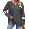 thumbnail image 3 of Ronuti Long Sleeve Shirts for Women Color Block Casual Tops Fall Outfits 2025 Basic Tees Trendy Clothes, 3 of 7