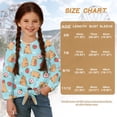 thumbnail image 7 of Xixirimido Capybara Strawberry Heart Blue Pattern Girls Casual Long Sleeve Shirts Knot Tie-hem Tunic Tops Crewneck Tees Blouses Girls Fashion Clothes, Size 9-10, 7 of 7