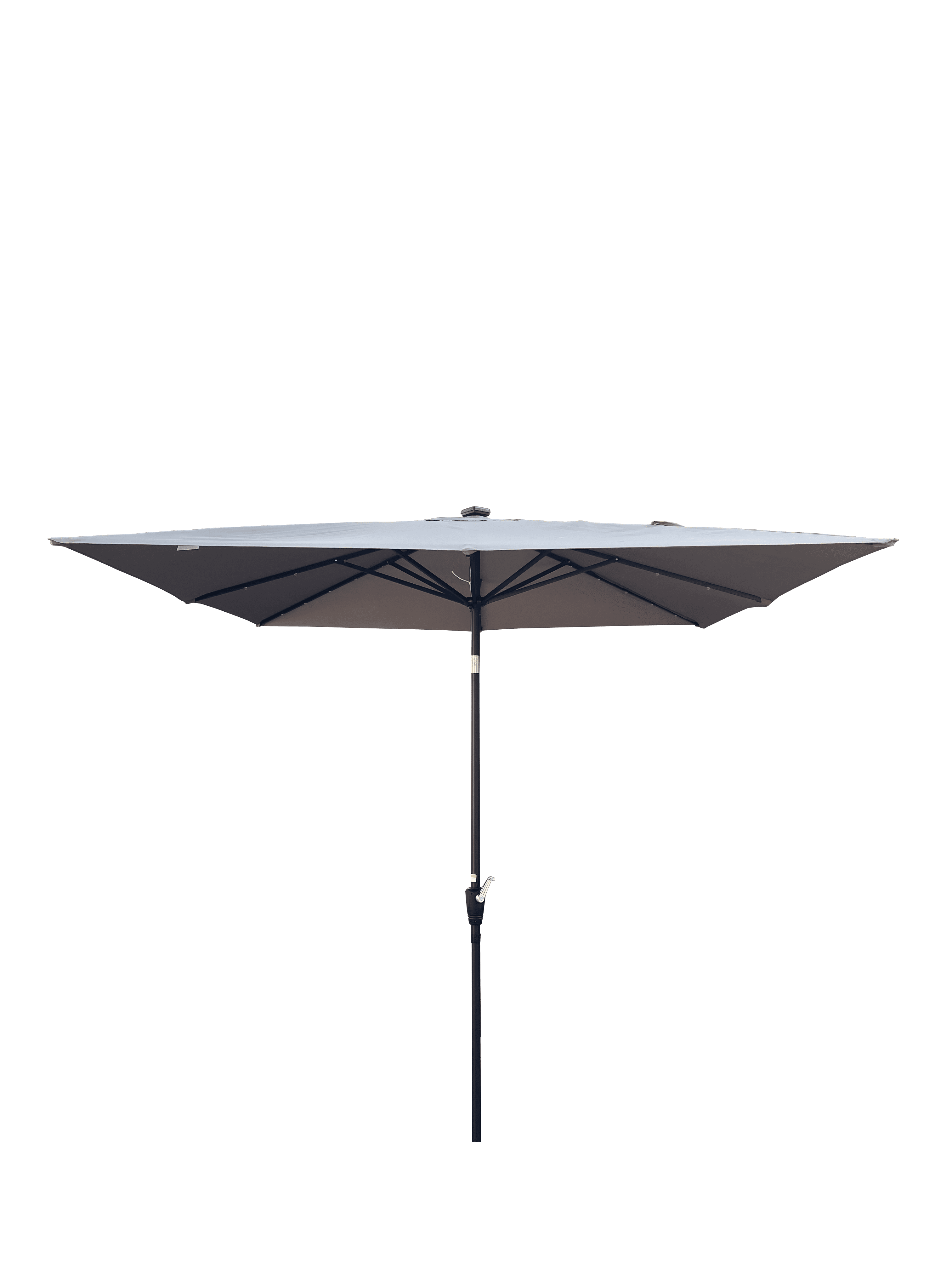 2.5x2.5M Square Outdoor Patio Umbrella, Solar LED Lighted Sun Shade Canopy with 8 Ribs & Crank Base, Light Slate Grey