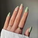 thumbnail image 1 of Simple green and white color matching French manicure, gel nail full coverage acrylic false nails, 24 pieces set, 1 of 5