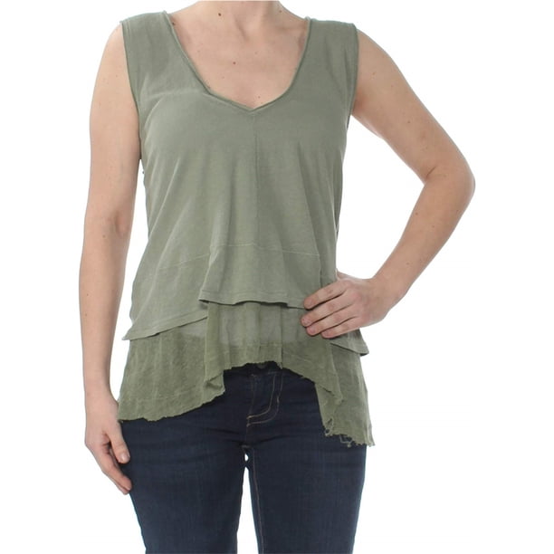 Free People - Camiseta sin mangas para mujer, color melocotón, pequeña, verde