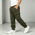 thumbnail image 6 of Boys Cargo Sweatpants Casual Elastic Waist Relaxed Fit Soft Kids Joggers Active Pants Army Green 14 Years, 6 of 8