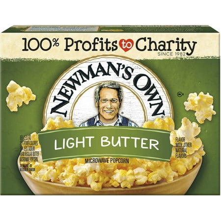 Newman's Own Light Butter Flavor Microwaveable Bag Popcorn, 10.5 oz (Pack of
