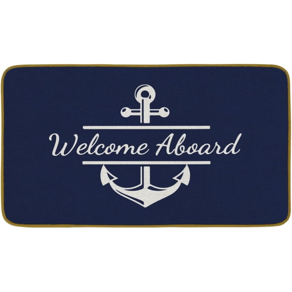 Welcome Nautical Theme-Anchor Boat Mats for Front Door Entry Front Porch Doormat Non-Slip Carpet Rugs Floor Mat Decorative for Home Bathroom Kitchen Indoor 16x24 Inch
