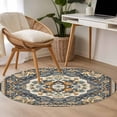 thumbnail image 4 of Round Rugs 4Ft, Orange Blue Boho Round Area Rug Washable Indoor Throw Carpet, Southwestern Geometric Vintage Ethnic Soft Non Slip Circle Rug for Kitchen Nursery Room Home Decor Aesthetic, 4 of 8
