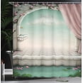thumbnail image 4 of Ambesonne Vintage Shower Curtain, Royal Balcony Imaginary, 69"Wx70"L, Mint Green Rose Coconut, 4 of 5