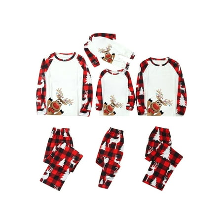 

Peyakidsaa Christmas Family Pajamas Matching Sets Deer Classic Plaid Xmas Soft Outfit Sleepwear