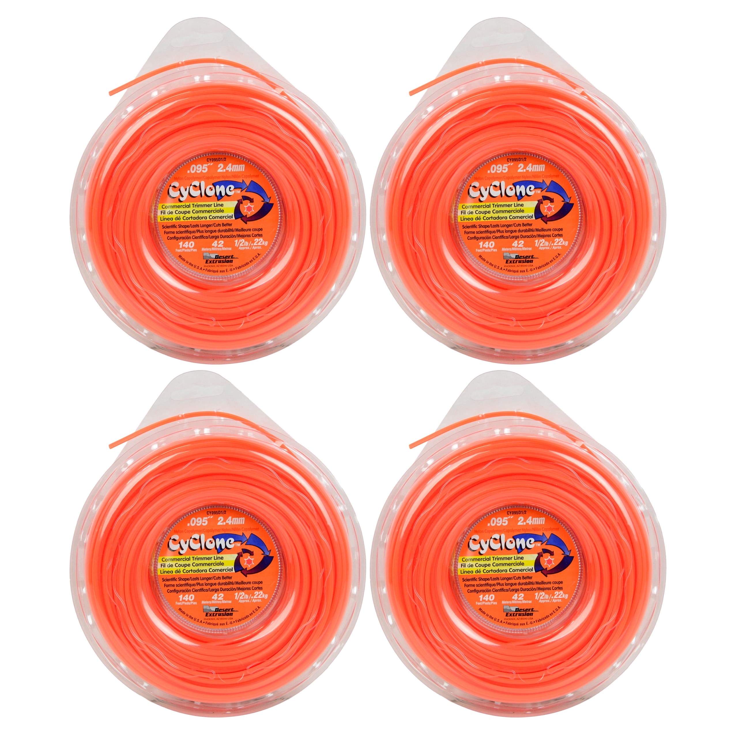 Cyclone CY095D1/2 0.095" x 140' Commercial String Trimmer Line Orange