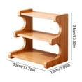 thumbnail image 3 of Wooden Mug Rack Countertop Coffee Cup Holder Organizer | 2/3 Tier Stepped Display Stand, Space Saving Brown Wood Shelf, Modern Transparent Base, Fits 6-12 Mugs, Kitchen Cabinet Storage, 3 of 7