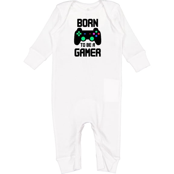 Inktastic Born to Be a Gamer with Controller Baby Romper Coveralls