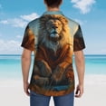 thumbnail image 3 of Lsque Prairie Meditating Lion pattern Hawaiian Shirt for Men, Unisex Summer Beach Casual Short Sleeve Button Down Shirts-X-Large, 3 of 9