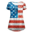 thumbnail image 5 of Midsumdr American Flag Shirts Womens 4th of July Tops V Neck Blouse Patriotic USA Summer Short Sleeve Tees, 5 of 5