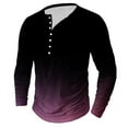 thumbnail image 2 of Dagegui Henley T Shirts for Men Long Sleeve Gradient Tie Dye Print Shirt Fall Crewneck Buttons Pullover Shirts Big and Tall Gym Workout Muscle Tees Tops Black XL, 2 of 4