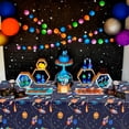 thumbnail image 5 of KAINSY Outer Space Birthday Table Cloths Covers Spaceship Galaxy Party Plastic Disposable Rocket UFO Planets Tablecloths Waterproof 54 x 108inch 3pcs, 5 of 7