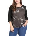 thumbnail image 1 of BluTop Floral Cuello Redondo Y Mangas Raglán 3/4 TalGrande PaMujer Café XXL, 1 of 6