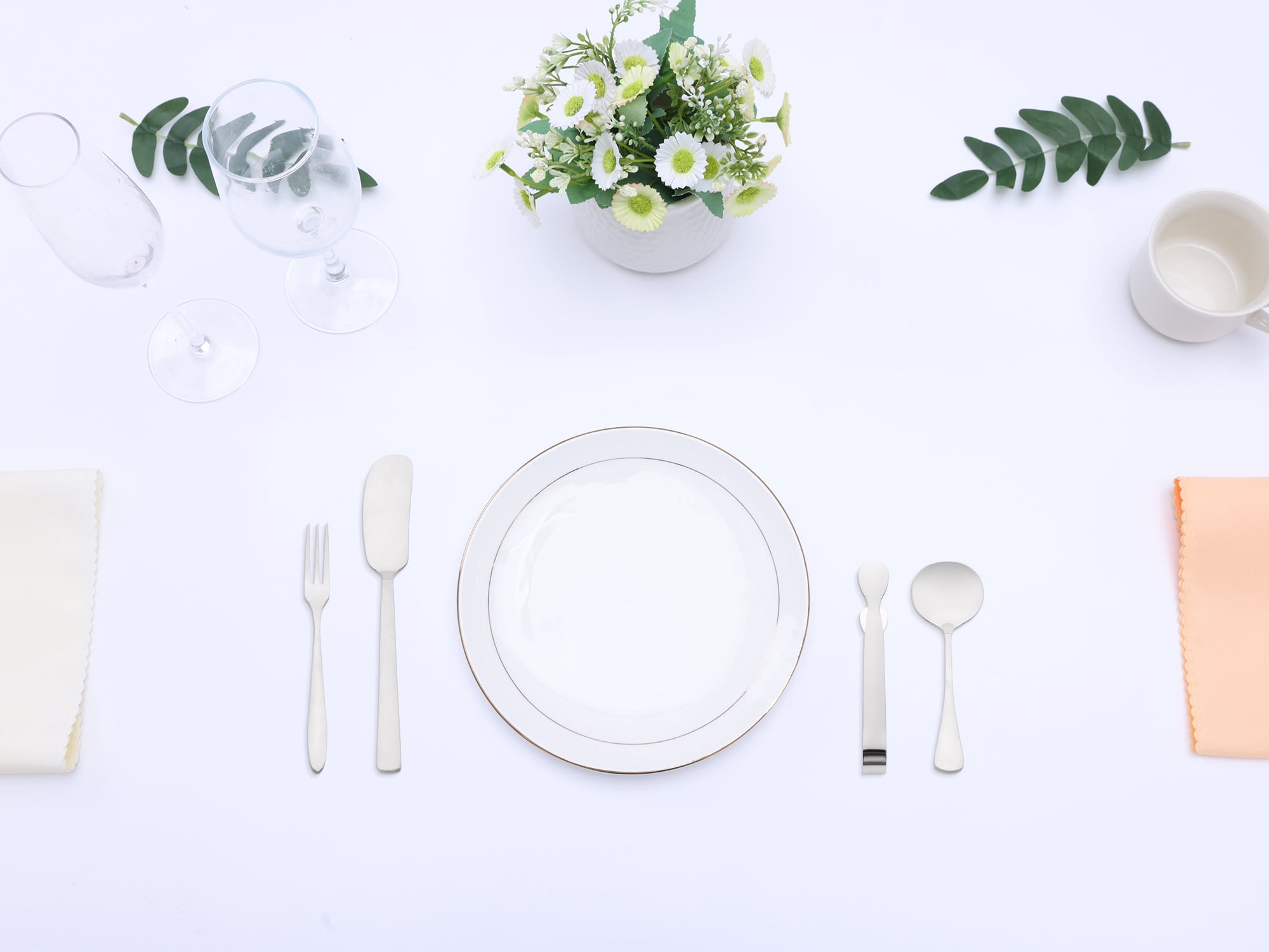 Unique Bargains Stainless Steel Flatware Set with Spoons and Forks Silver 16 Pcs