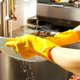 thumbnail image 1 of Tendón Guantes de látex Tareas domésticas Cocina Lavavajillas, Limpieza Guantes de cocina, Talla L, 2 pares (amarillo) LingWen 8390611006914, 1 of 1