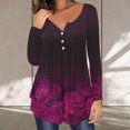 thumbnail image 1 of Qiopertar Blouse Décontractée Imprimée pour Femmes, Col Rond, Manches Longues, Boutons, en Solde, Livraison Gratuite, jusqu'à 90 % de Réduction, 1 of 7