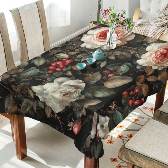 BZSMCE Square Tablecloth White Blossom Pattern Pattern Tableclothes