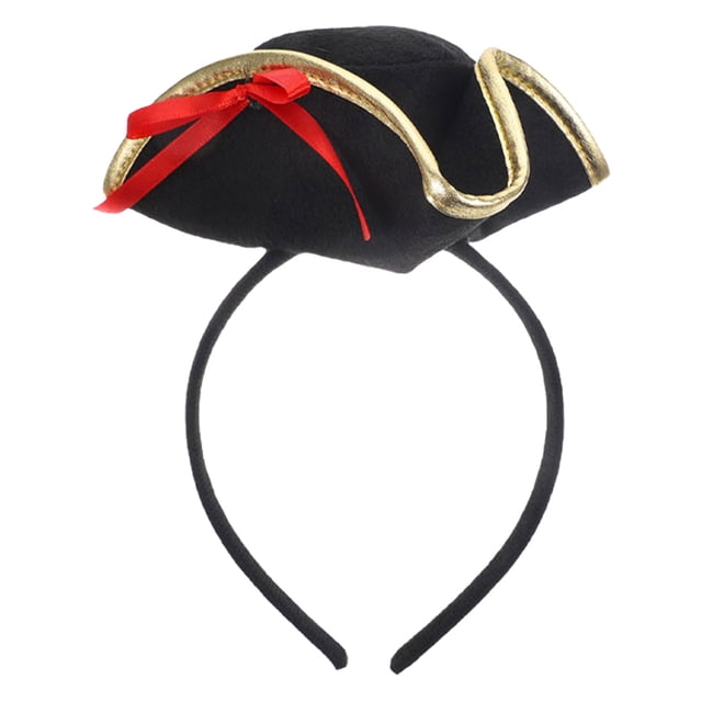 AURARMLET Diadema Con Sombrero Pirata Negro Y Lazo Para Eventos De Disfraces Y Cosplay Femenino