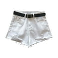 thumbnail image 2 of EaskTriop Summer Casual High Waisted Jean Shorts for Women Stretchy Synthetic Denim Look Short with Belt 5 Pockets Frayed Hem Vacation, 2 of 6