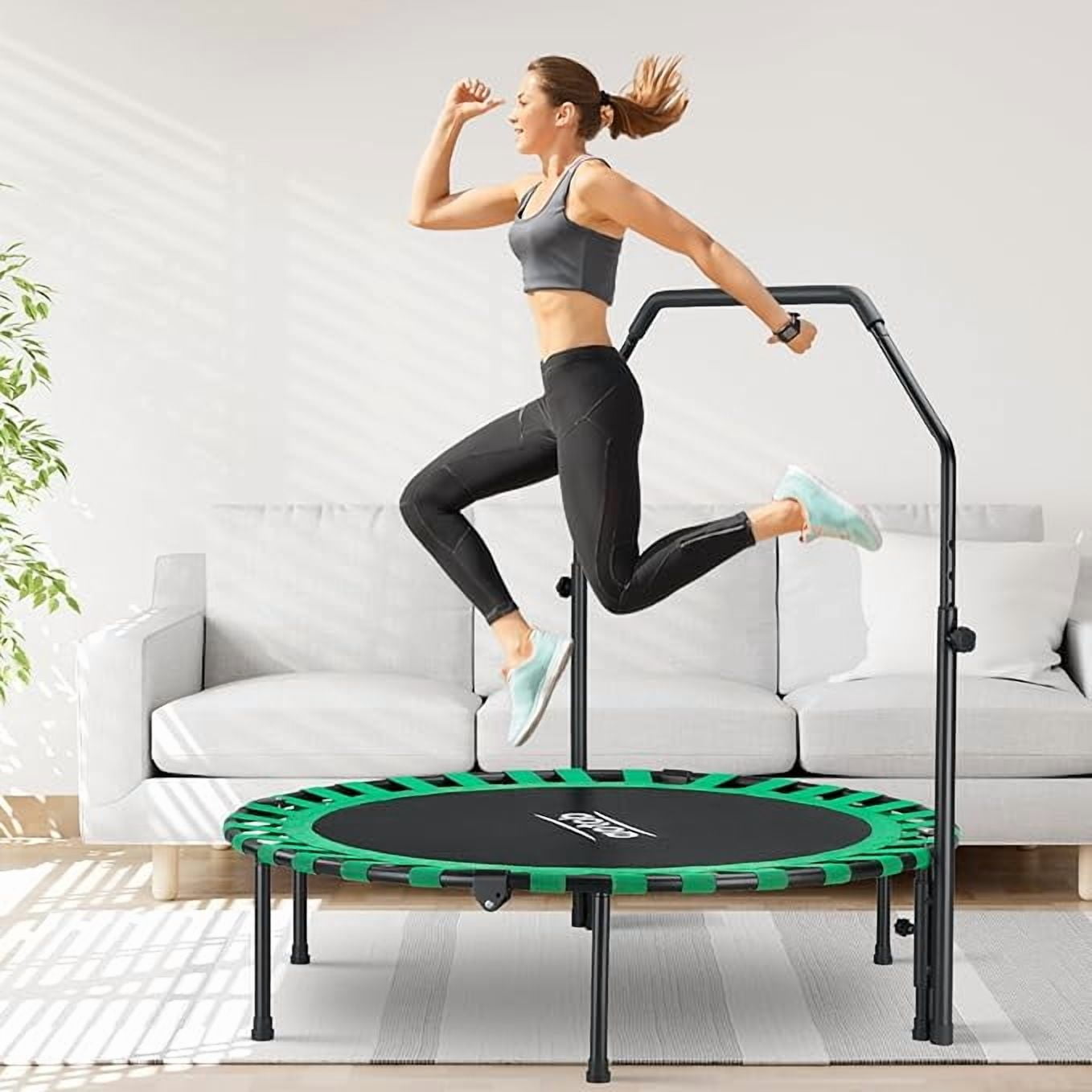 AOTOB 48” Heavy Duty Fitness Trampoline, Foldable Mini Rebounder for Exercise and Durability, Supports 550lbs
