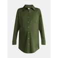 thumbnail image 4 of Time and Tru Women's Maternity Boyfriend Button Up Shirt with Long Sleeves, Size S~XXL, 4 of 4