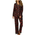 thumbnail image 2 of Lenpel Women's Pajama Sets Valentine's Day Long Sleeve Button down Heart Print Shirt Pj Pants Sleepwear Lounge Set, 2 of 7