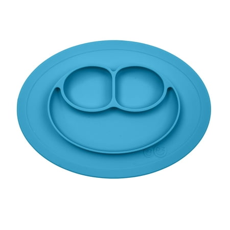 UPC: 0858178005408 | Ezpz Mini Mat (Blue) – 100% Silicone Suction Plate with Built-in Placemat for Infants + Toddlers – First Foods + Self-Feeding – Comes with a Reusable Travel Bag – 6 Months+