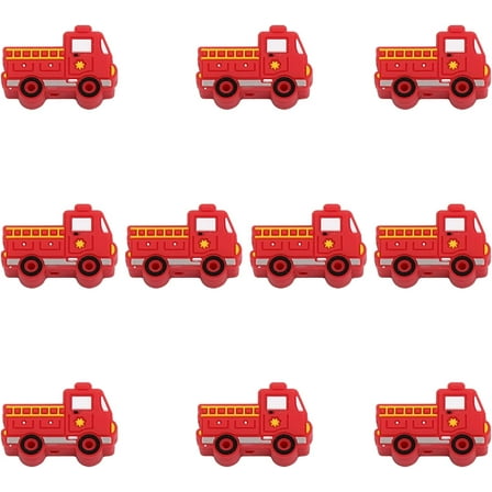 10Pcs Fire Fighting Truck Shape Silicone Beads