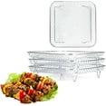 thumbnail image 1 of Welhammsae Square Air Fryer Rack, 3 Pcs Set, Food Grade Stainless Steel Grill Basket, Non Stick Mesh Basket Set, Compatible with Air Fryers, Oven, Microwave, Baking Accessories, 21 * 21 * 10cm, 1 of 7