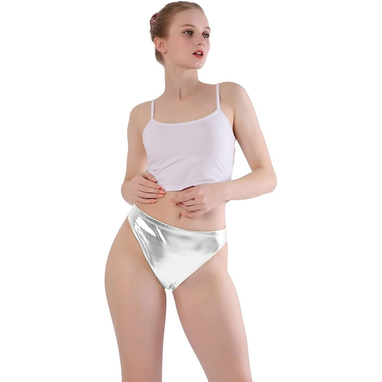 Kepblom Women Shiny Metallic Panty Briefs High Cut Ballet Dance Underwear  Shorts 