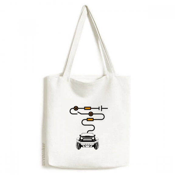 Car Charging Line Art Deco Fashion Tote Canvas Bag Shopping Satchel Casual Handbag