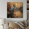 thumbnail image 2 of Designart "Heron Waterside Charm Pointillism" Animals Print on Natural Pine Wood, 2 of 5