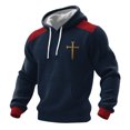 thumbnail image 2 of Yaoyar Men's Fall Winter Cross Print Long Sleeve Hooded Sweatshirt, Cozy Pullover with Bold Graphic for Seasonal Streetwear Style, 2 of 3