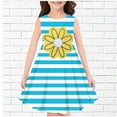 thumbnail image 2 of YLSDL Girls Summer Sleeveless Dress Kids Black White Vertical Striped A-Line Beach Party Dresses with 3D Sunflower Print Light Blue 160, 2 of 3