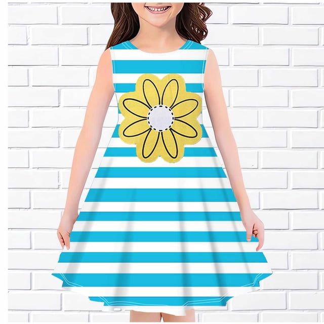 LOVZFMLL Robe d'Été Sans Manches à Col Rond Imprimée pour Filles