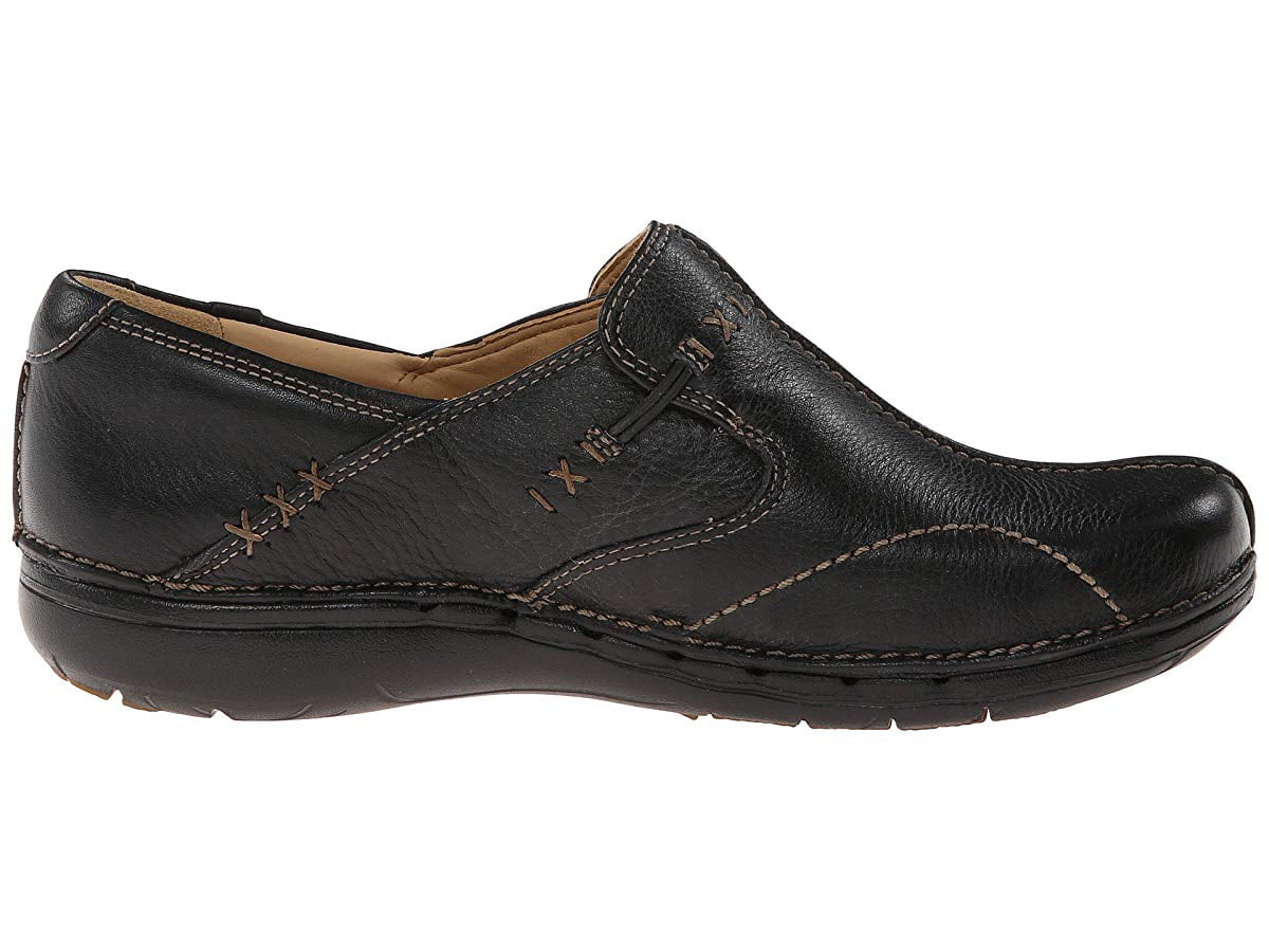 clarks unstructured un loop women's shoes black leather