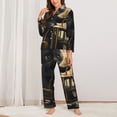 thumbnail image 2 of Balery Adorable Kitten On Mini Train Conjunto de Pijama con Estampado para Mujer, Conjunto de Dos Piezas con Manga Larga, Ropa de Dormir Suave con Bolsillos, Pijamas Cómodos-Large, 2 of 7