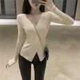 thumbnail image 4 of V Neck Women Sweaters Tops Striped Knitted Kawaii Cute Crochet Harajuku Pullover Ladies Sweater High Quality Clothes 2024 Trend, 4 of 5