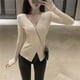 thumbnail image 4 of V Neck Women Sweaters Tops Striped Knitted Kawaii Cute Crochet Harajuku Pullover Ladies Sweater High Quality Clothes 2024 Trend, 4 of 5