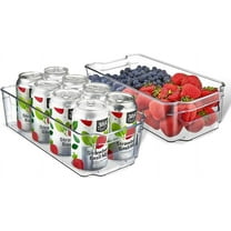 Lifemaster Refrigerator Storage Bins, 2-Piece Clear Fridge Organizer with Stackable Design and Easy-Grip Handles